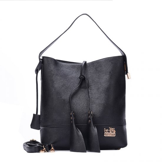 Coach Madison Stud Logo Large Black Shoulder Bags EVX Coach Madison Stud Logo Large Black Shoulder Bags EVX